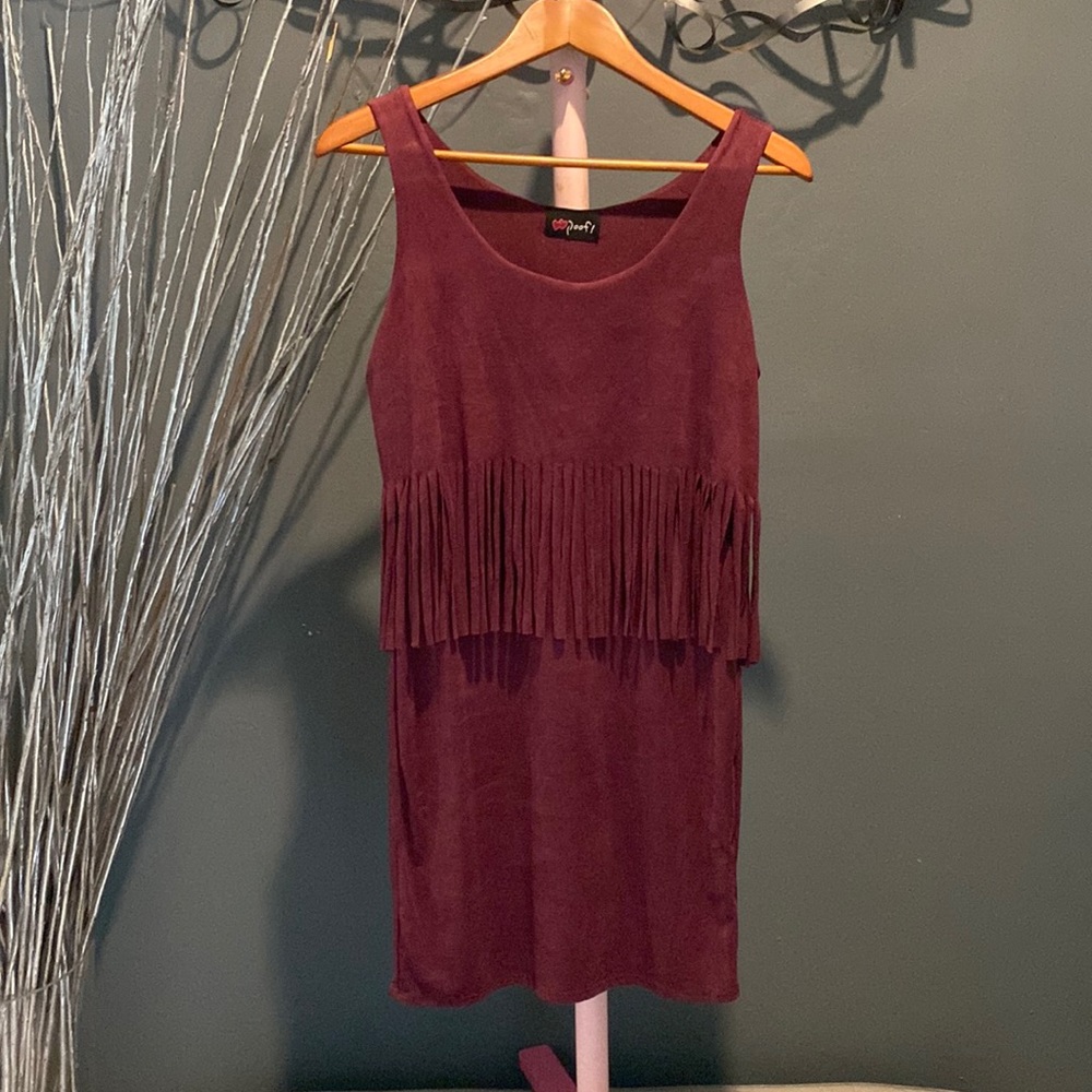 Puff brand mini dress with fringes